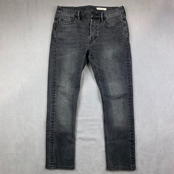AllSaints Mens Pants 30 Gray Denim Jeans Cigarette Skinny Button Fly Rock 30x26 - Picture 1 of 11